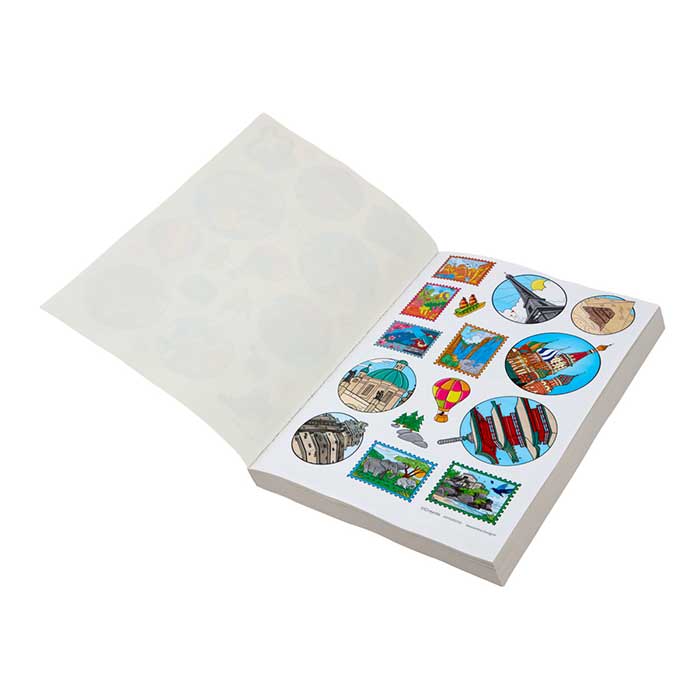 World's Favorite Color Coloring Book, 288 pages, open to stickers.