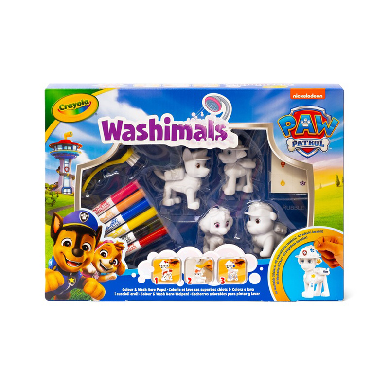 Washimals Pets Paw Patrol - Set 4 cuccioli con adesivi lavabili vista frontale