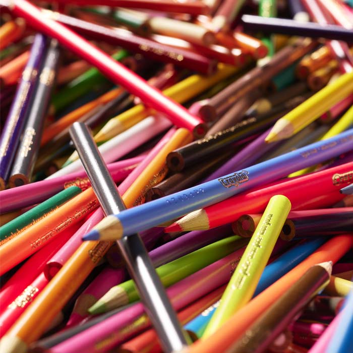 Colored pencils in a pile