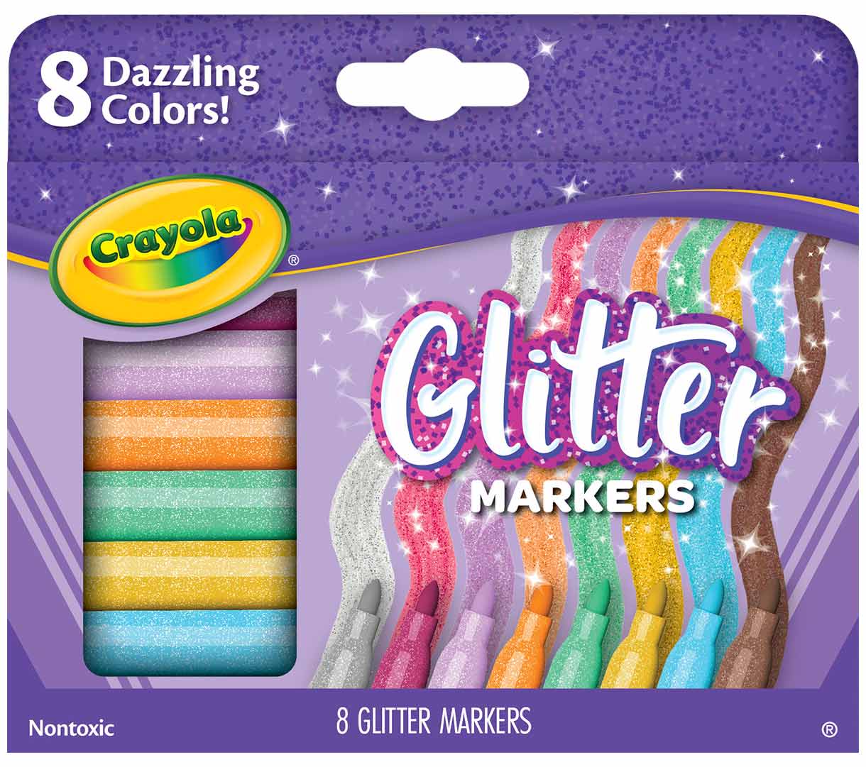 Glitter Markers 8 count front view.