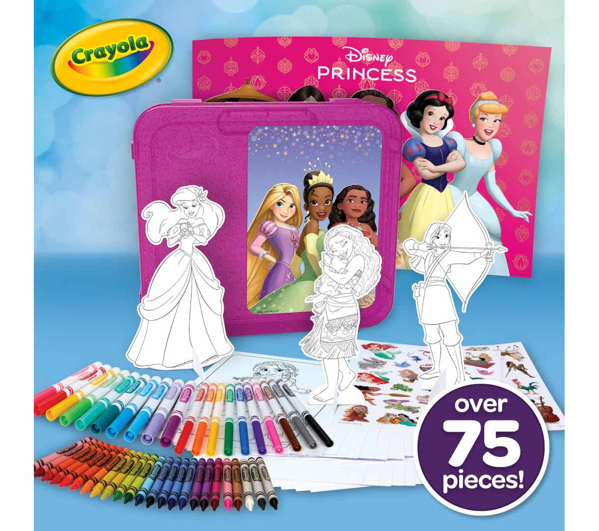 Disney Princess Art Case  over 75 pieces! packaging and contents.