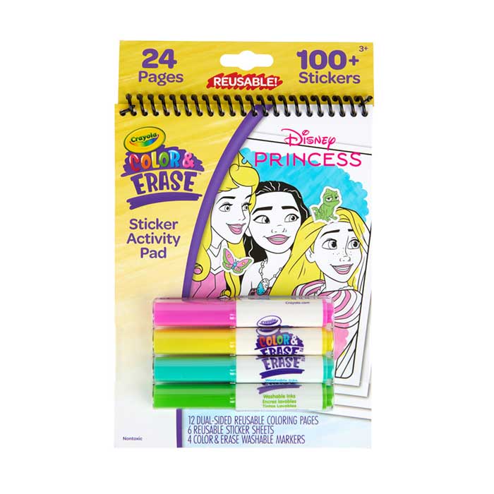 Color & Erase Disney Princess Reusable Sticker Activity Pad front view