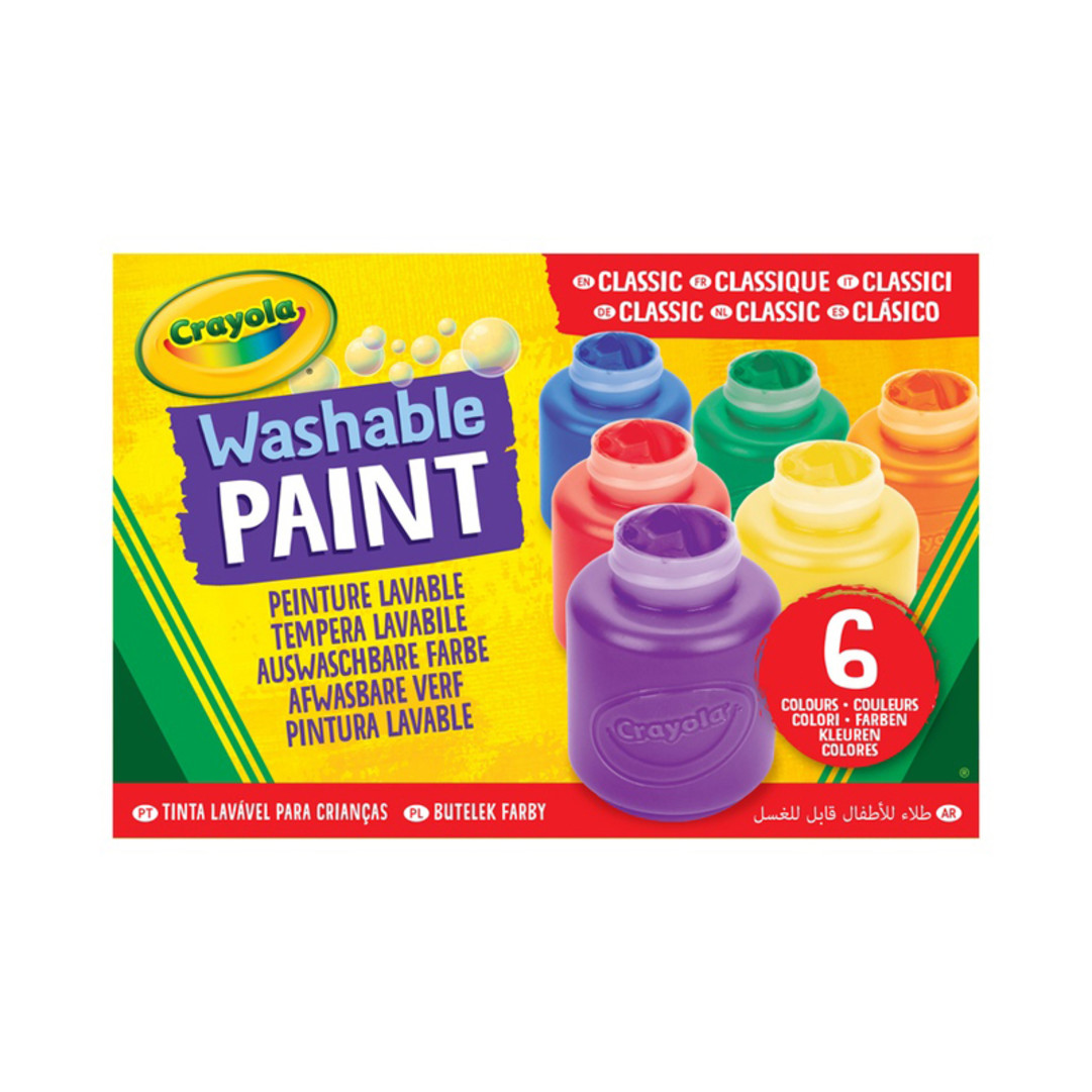 Washable Paints, Pack of 6 Assorted Colours front view