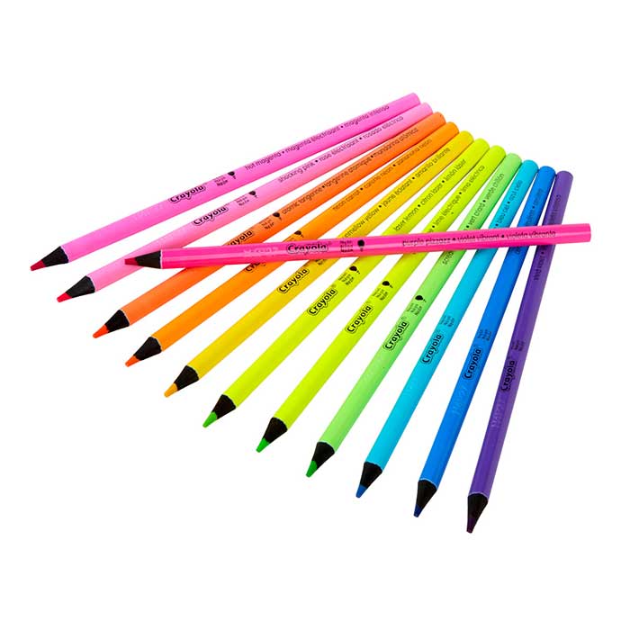 colored Pencils, neon, 12 count. contents.