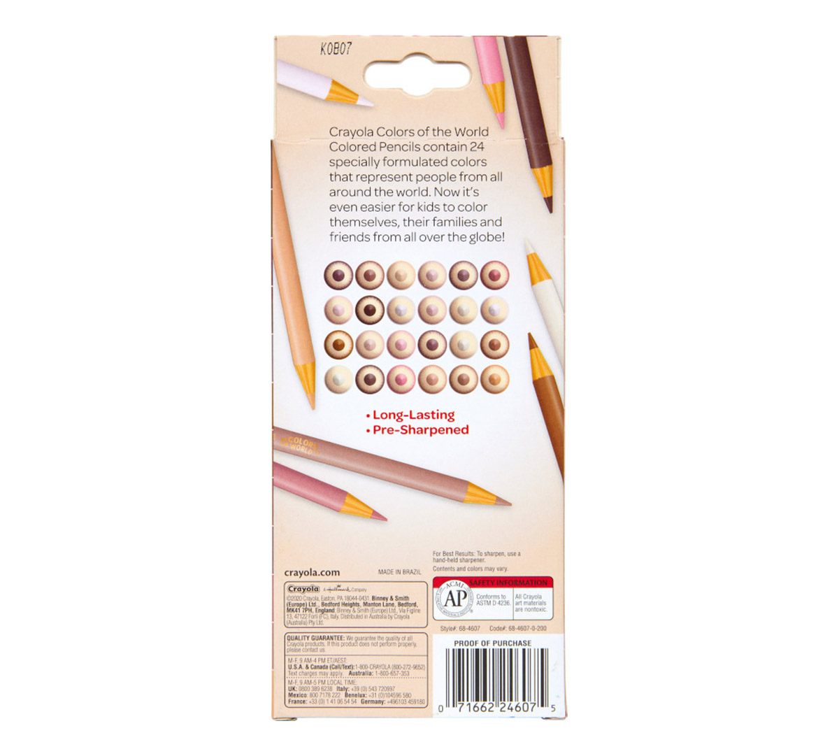 Colors of the World Skin Tone Colored Pencils  24 Count Back of Box