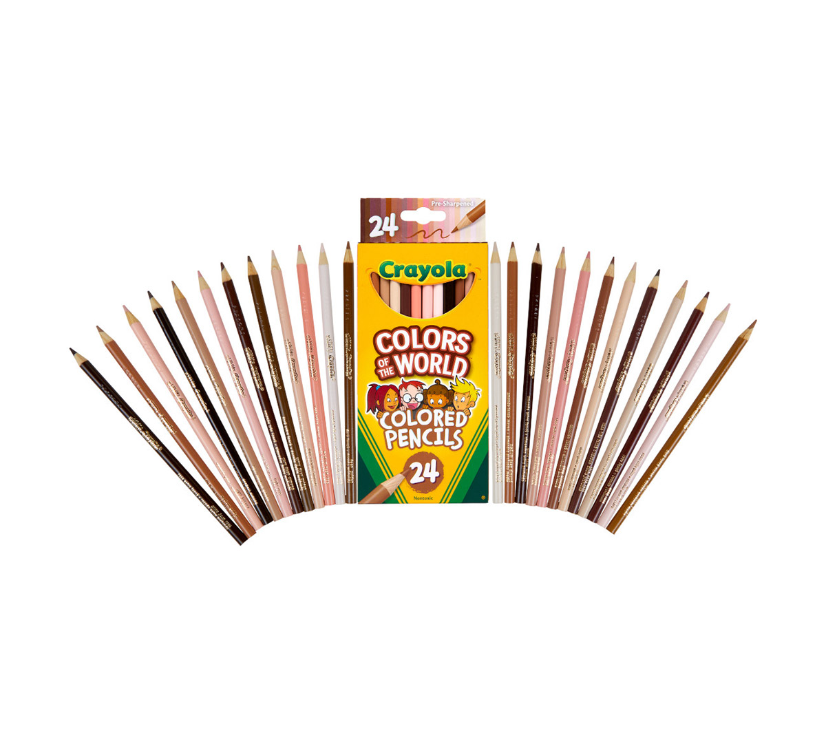 Colors of the World Skin Tone Colored Pencils  24 Count Front View of Box and Pencils Out of Box