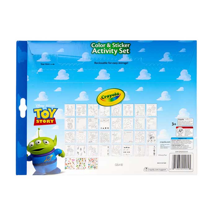 Toy Story 5 Color & Sticker Activity Set back view.