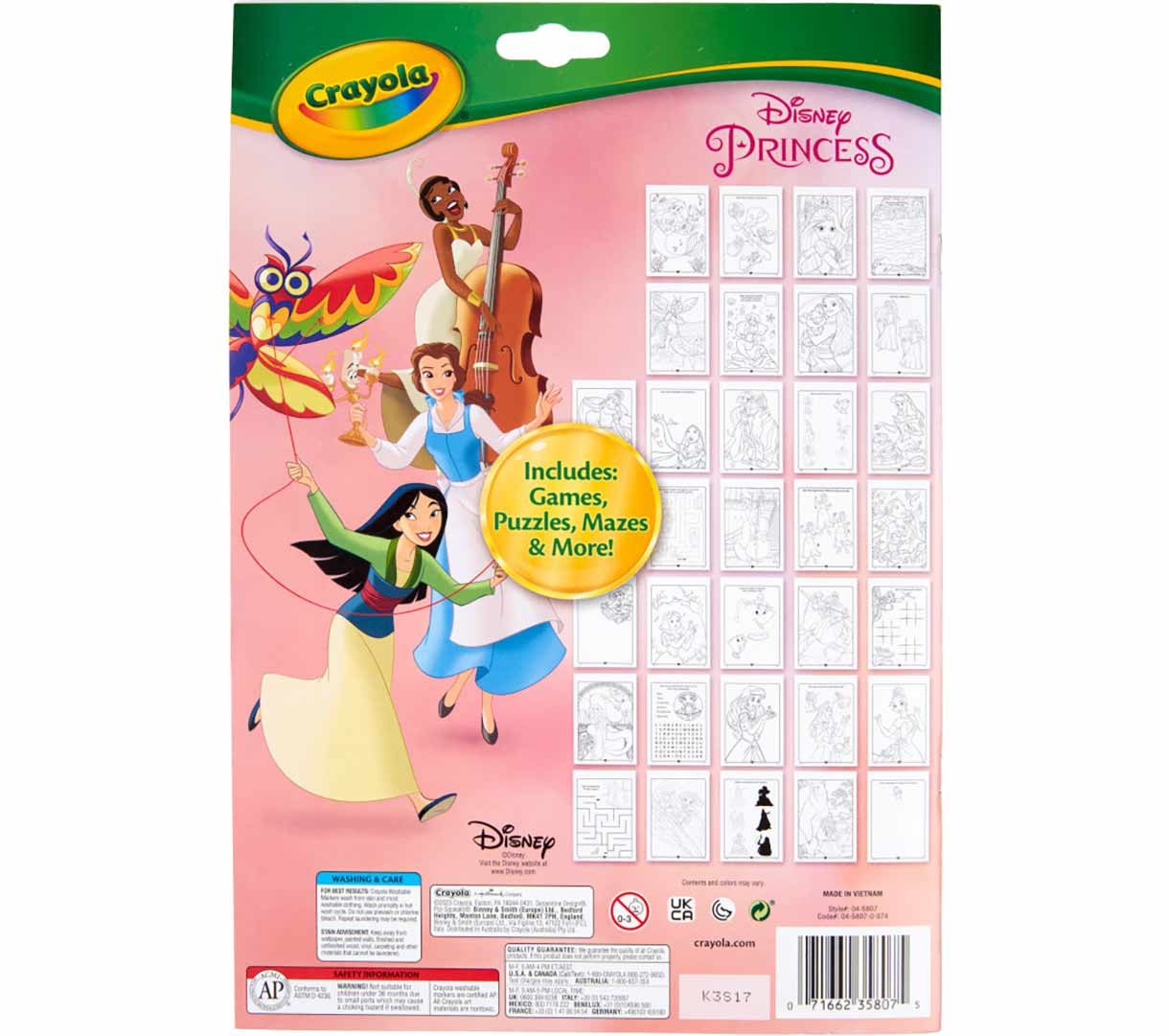 Disney Princess Color and Activity Set with Markers back view