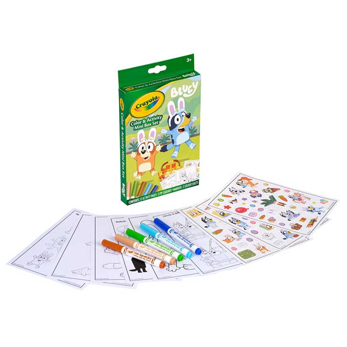 Bluey Color & Activity Mini Box Set. Packaging and contents.