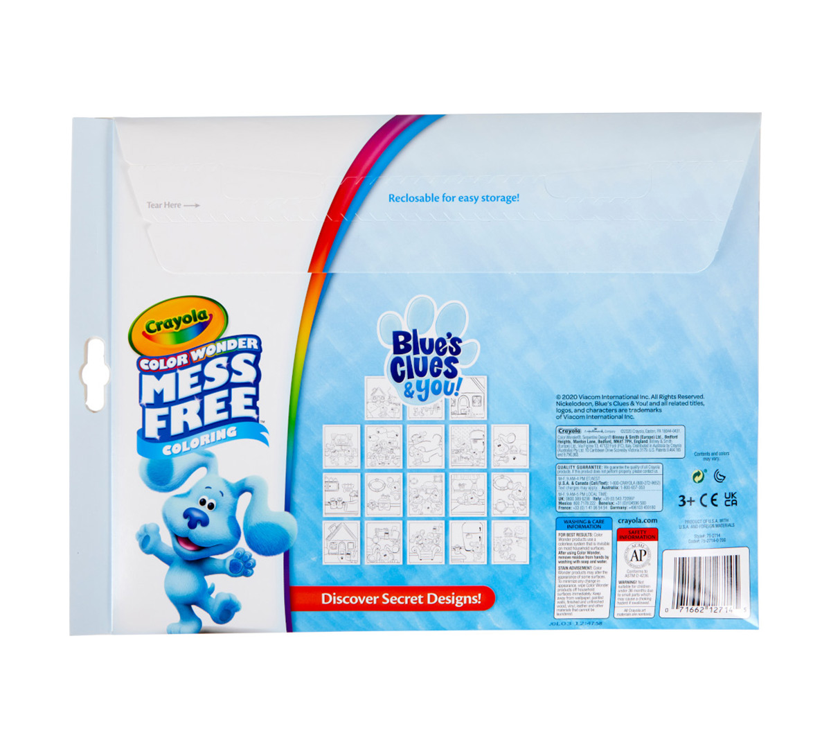Color Wonder Mess Free Blue's Clues & You Coloring Set Back View