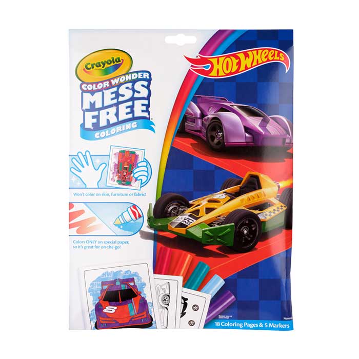 Color Wonder Mess Free Hot Wheels Coloring Pages & Markers front view.