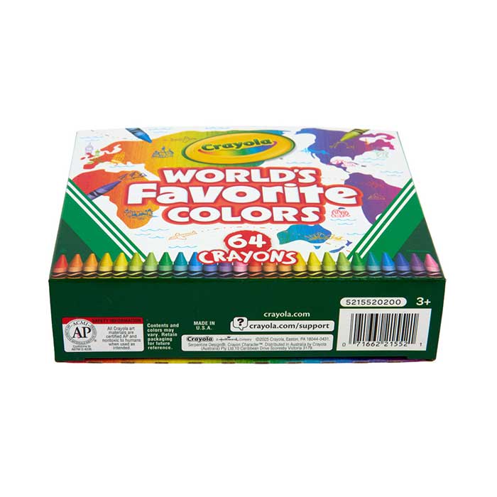 World's Favorite Colors, 64 count Crayons bottom view.