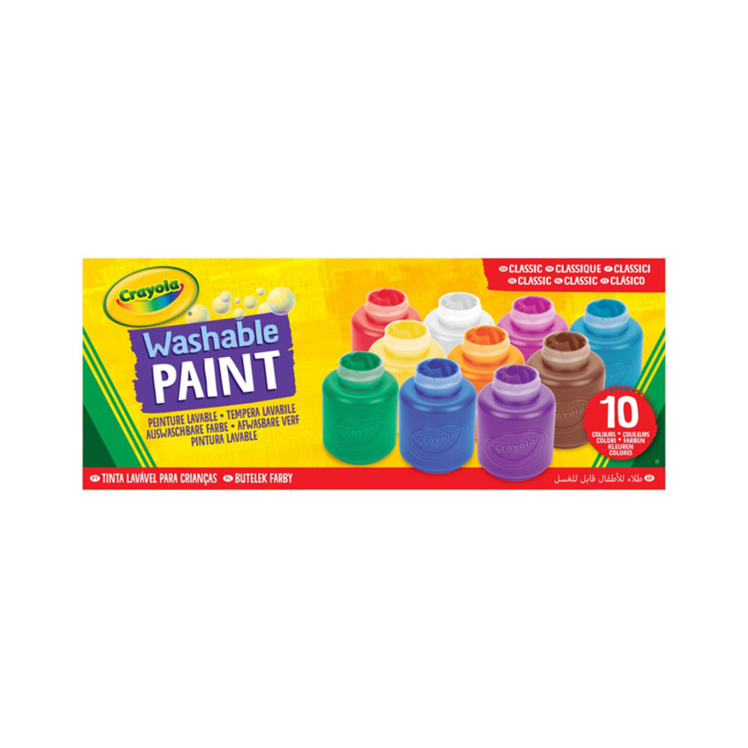 Washable Paints, Pack of 10 Assorted Colours front view
