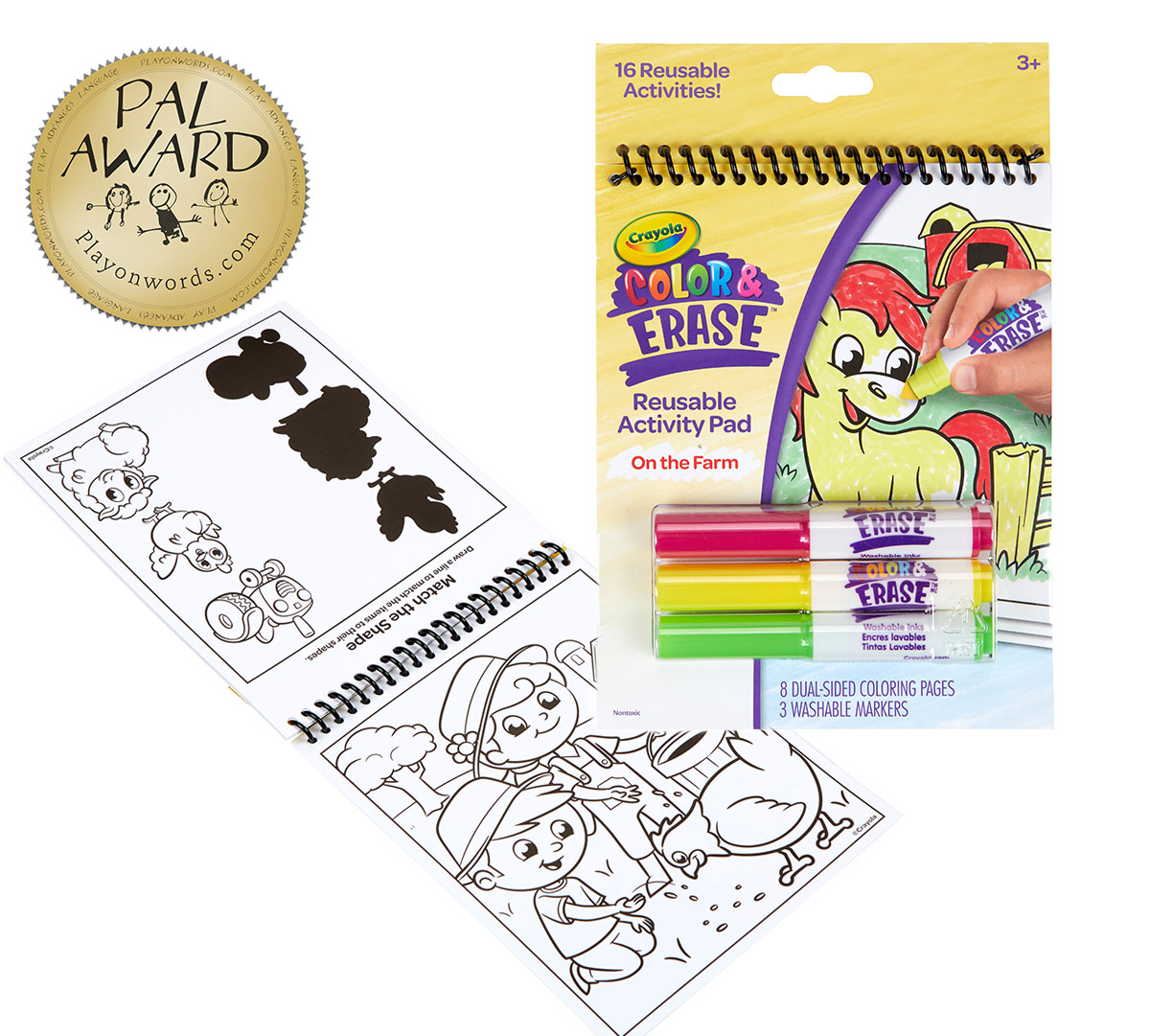 On the Farm Color and Erase Reusable Activity Pad with Markers PAL Award winner