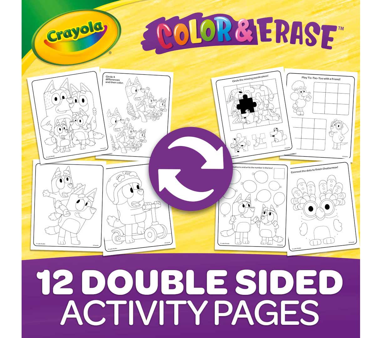 Bluey Color & erase Reusable activity pad with markers. 12 Double sided activity pages