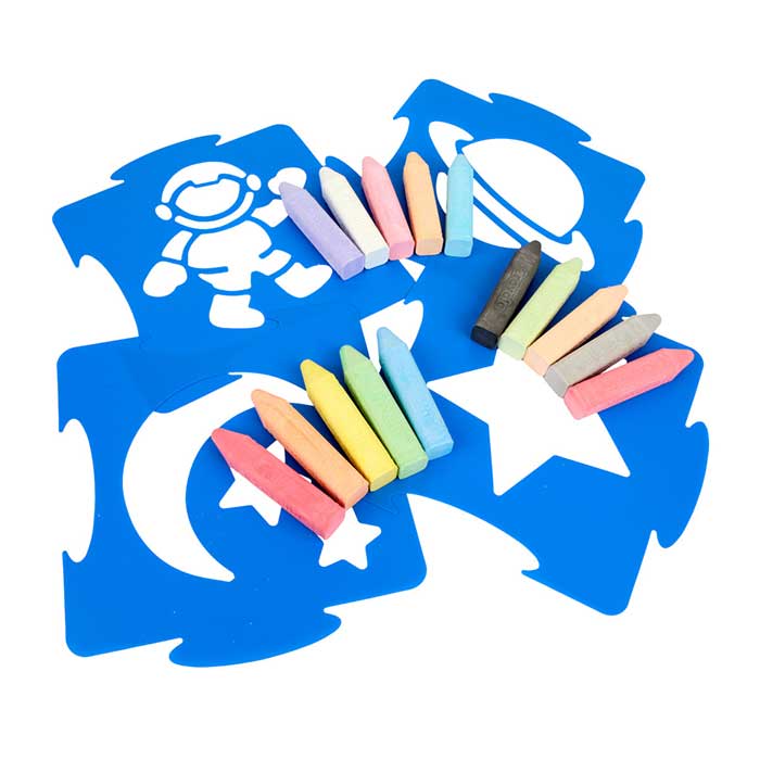 Outdoor Sidewalk Chalk Stencil Puzzle. Contents.