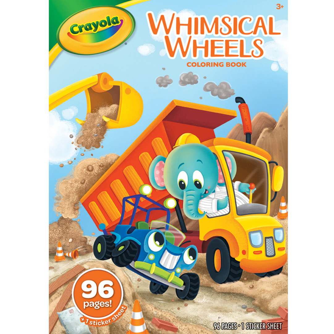 96pg Coloring Book - Whimsical Wheels Front view
