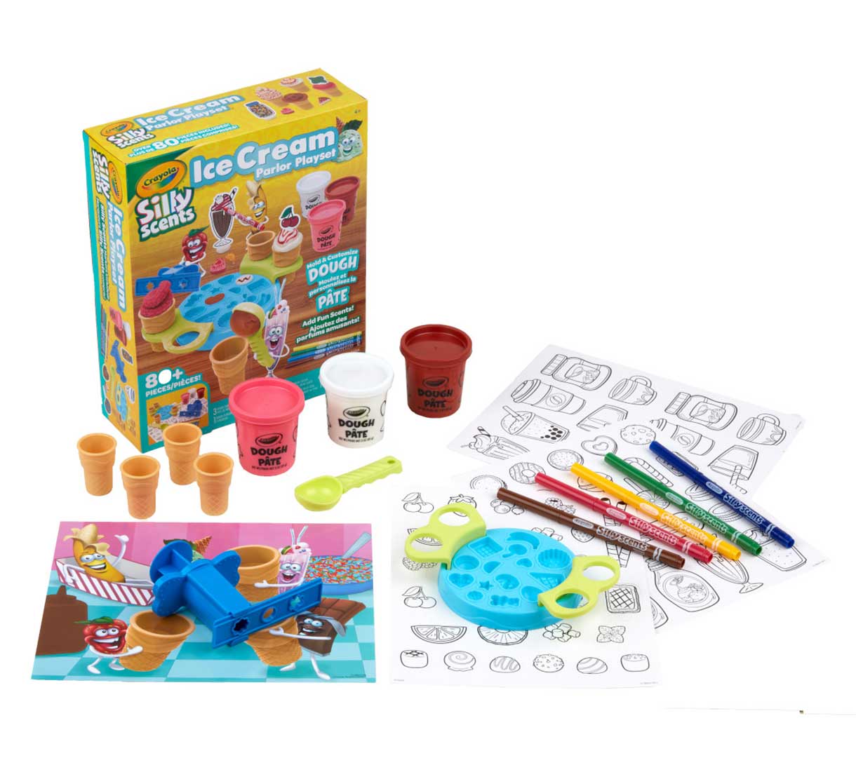 Silly Scents Ice Cream Parlor Play Set packaging and contents.
