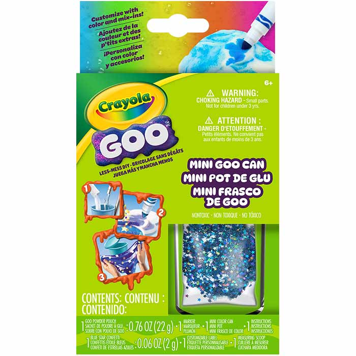Crayola Goo, 1 Ct Mini Goo Can blue star front view.